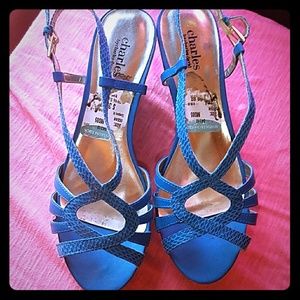 Beautiful turquoise open toe sling back
